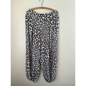 Leopard Print Harem Pants Smocked‎ Waist Boho Chic Lounge Victoria's Secret Boho